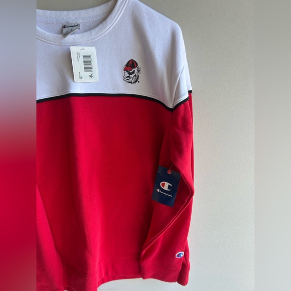 Champion University Of Georgia Bulldogs College Sweater in Red and White. - Picture 3 of 8